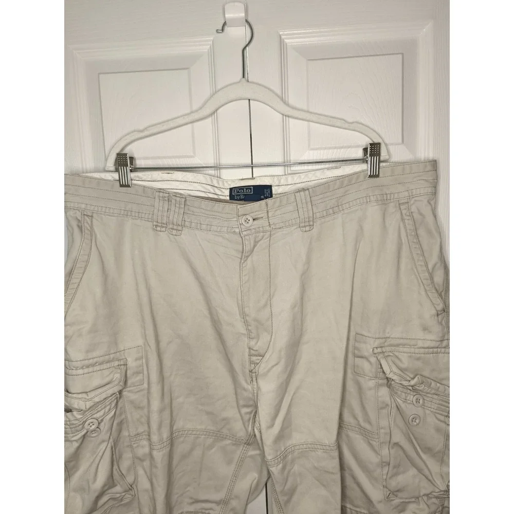 Vintage Polo Ralph Lauren Cargo Shorts Mens 42 Khaki Baggy Twill Casual 90s‎ Y2K